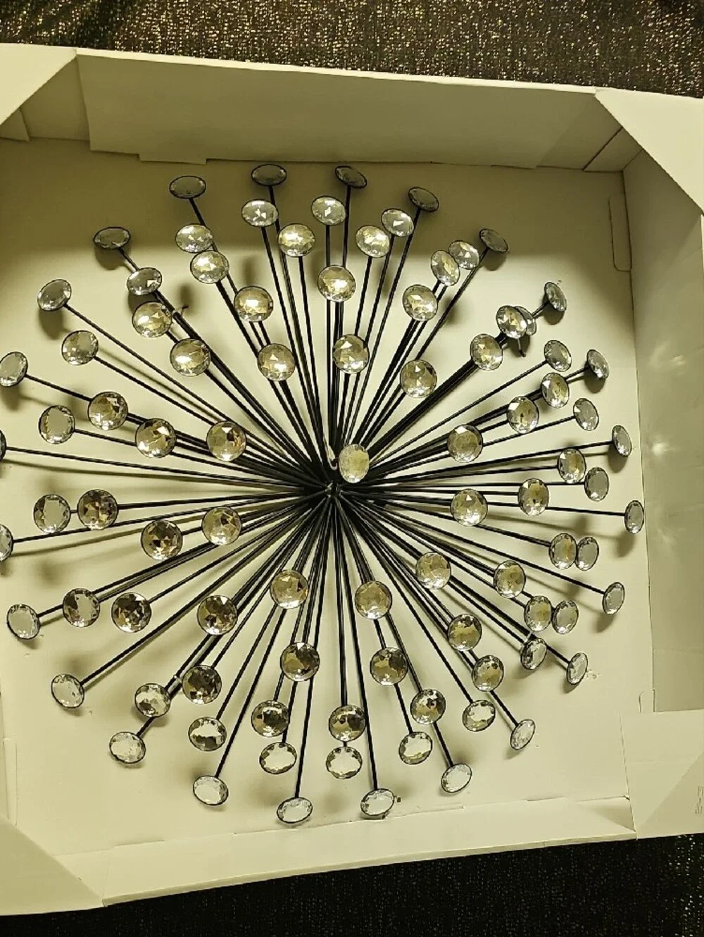 Crystal Burst Metal Wall Decor - Black and Crystal